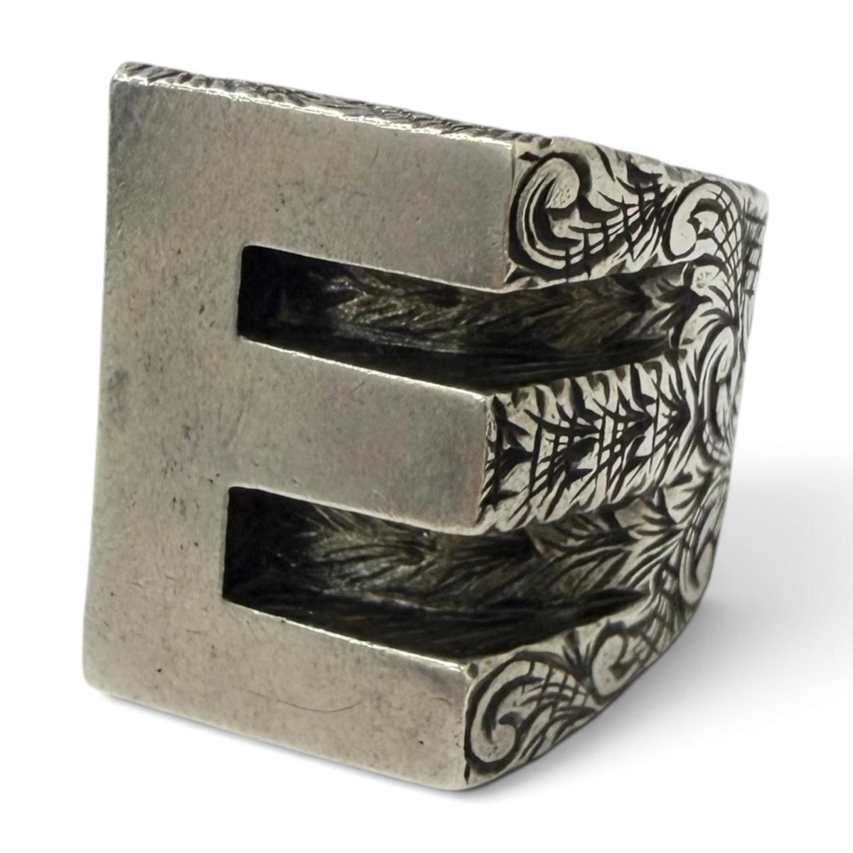 Gucci Arabesque Alphabet Letter Ring Silver