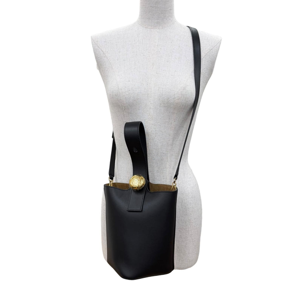 Loewe Pebble Bucket Bag Mini Leather 2-Way Shoulder Black Gold — view 3