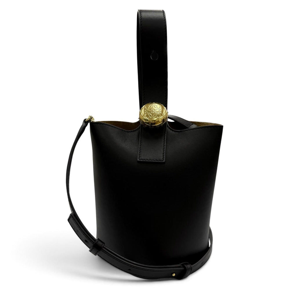 Loewe Pebble Bucket Bag Mini Leather 2-Way Shoulder Black Gold