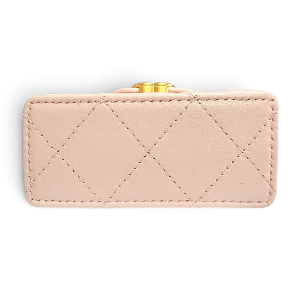 Chanel CC Logo Mini Kelly Micro Quilted Leather Bag Charm Pink — view 5