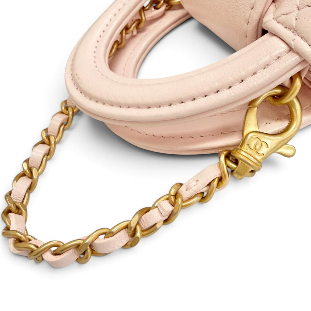 Chanel CC Logo Mini Kelly Micro Quilted Leather Bag Charm Pink — view 7