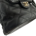 Chanel Quilted CC Logo Two Pocket Calfskin Backpack Black Gold — view 8