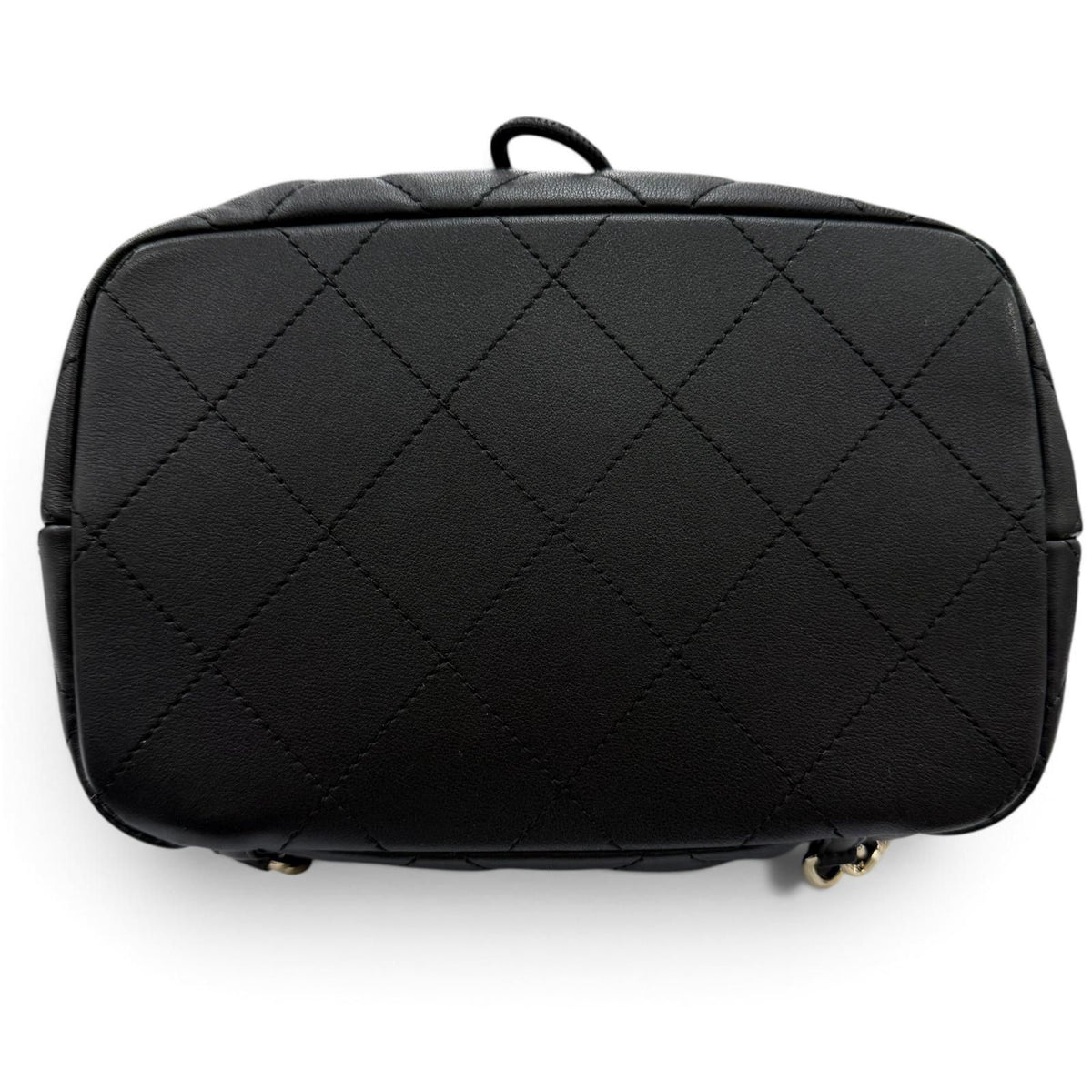 Chanel Quilted CC Logo Two Pocket Calfskin Backpack Black Gold — view 6