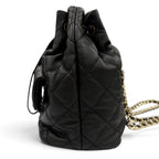 Chanel Quilted CC Logo Two Pocket Calfskin Backpack Black Gold — view 5
