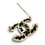 Chanel CC Logo Lambskin Rhinestone Strass Brooch Black Gold — view 4