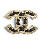 Chanel CC Logo Lambskin Rhinestone Strass Brooch Black Gold — view 2