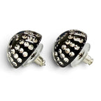 Chanel CC Logo Crystal Rhinestone Monotone Stud Earrings Black — view 4