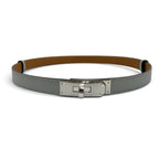 Hermes Kelly Belt Veau Epsom Blue Glacier Gold Silver