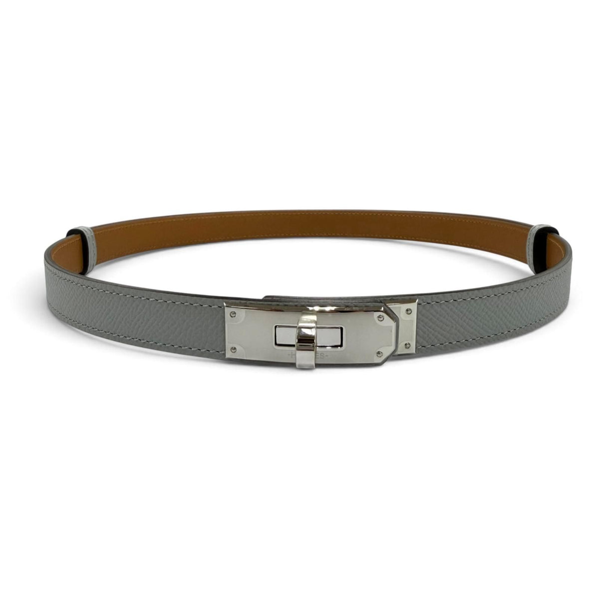 Hermes Kelly Belt Veau Epsom Blue Glacier Gold Silver