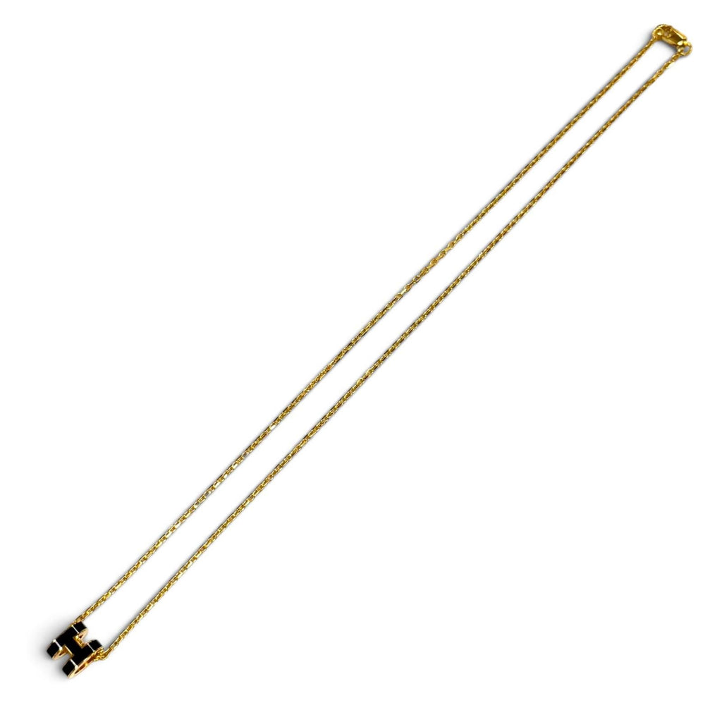Hermes Pendant Mini Pop H Necklace Black Gold — view 5