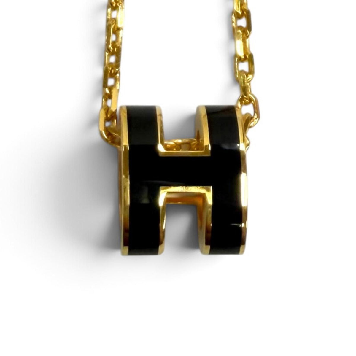 Hermes Pendant Mini Pop H Necklace Black Gold — view 4