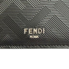 Fendi Shadow Calfskin Logo Compact Wallet Billfold Bifold Black — view 7