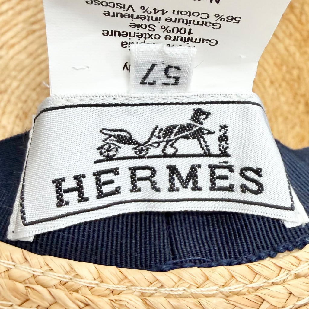 Hermes Sea Surf Amd Fun Raffia Silk Hat Natural 57 — view 8