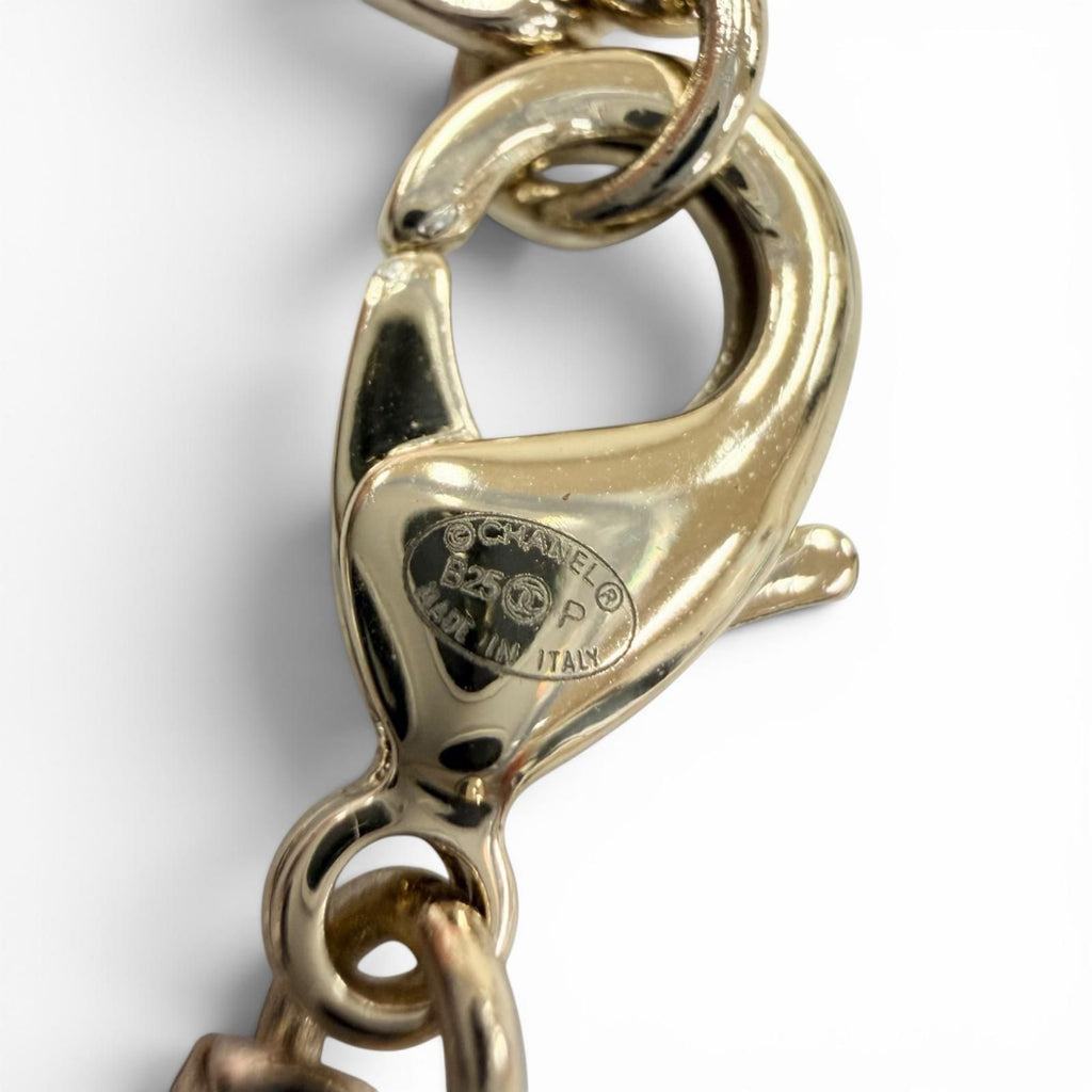 Chanel CC Logo Denim Design Chain Necklace Indigo Blue Gold — view 8