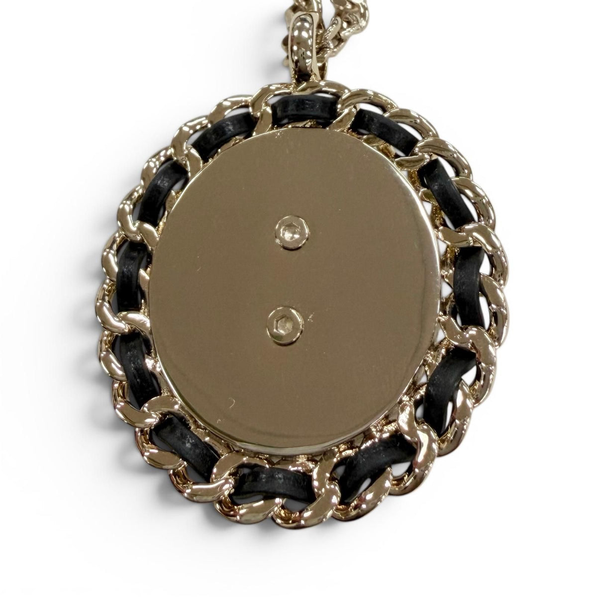 Chanel CC Logo Denim Design Chain Necklace Indigo Blue Gold — view 5