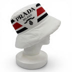 Prada Nylon Padded Hat Logo Design Bucket Hat White — view 5