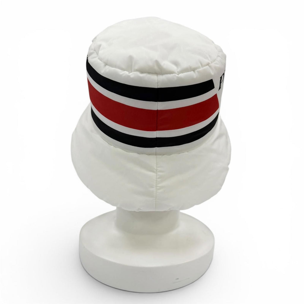 Prada Nylon Padded Hat Logo Design Bucket Hat White — view 4