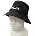 Celine Logo Print Cotton Gabardine Bucket Hat Black