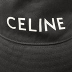 Celine Logo Print Cotton Gabardine Bucket Hat Black — view 6
