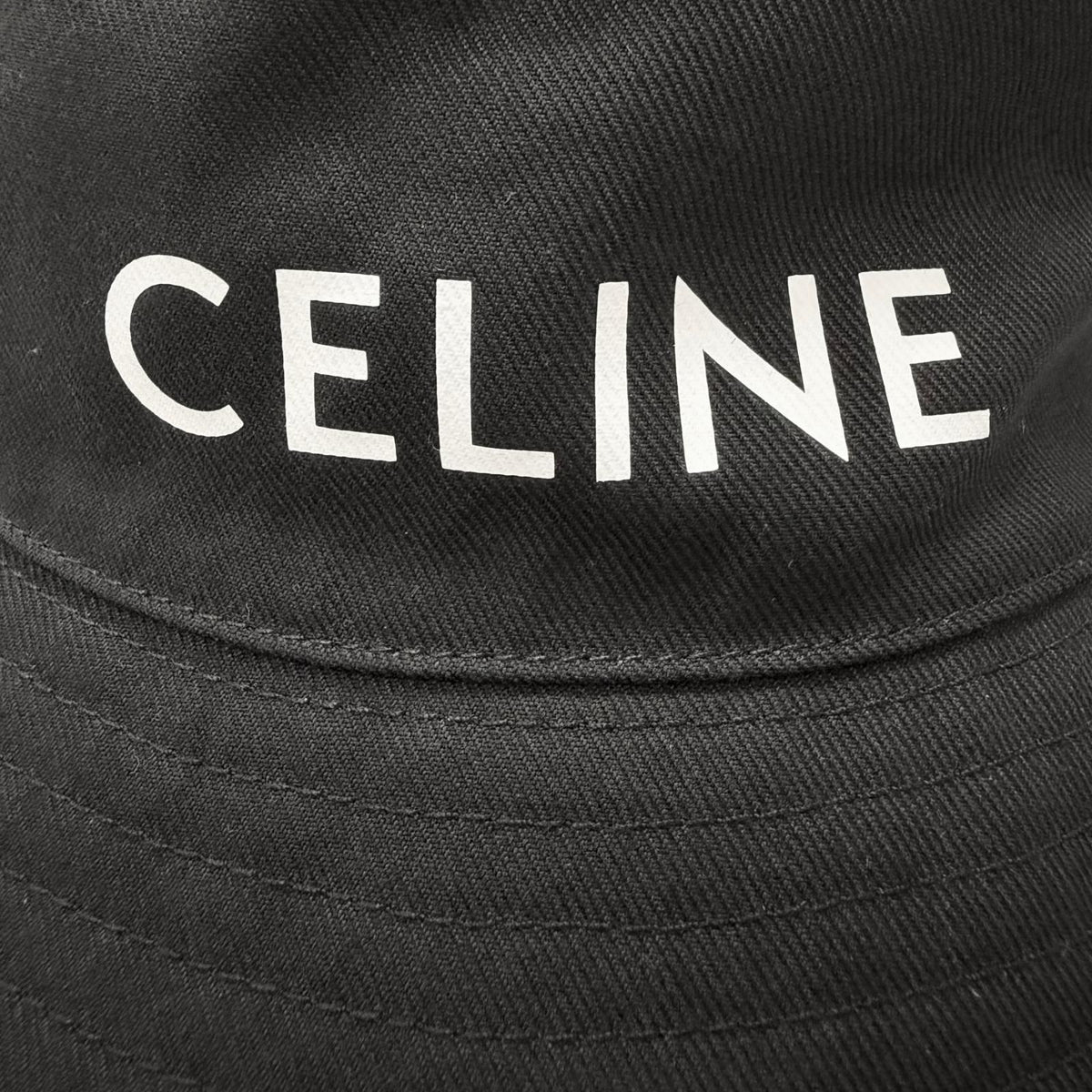 Celine Logo Print Cotton Gabardine Bucket Hat Black — view 6