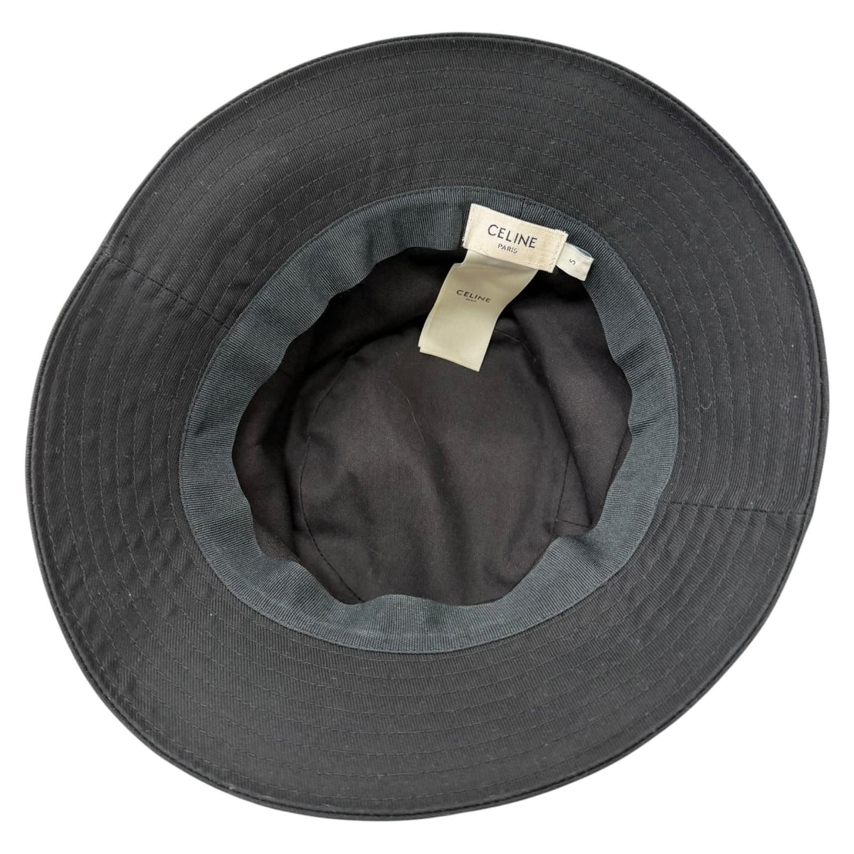 Celine Logo Print Cotton Gabardine Bucket Hat Black — view 5