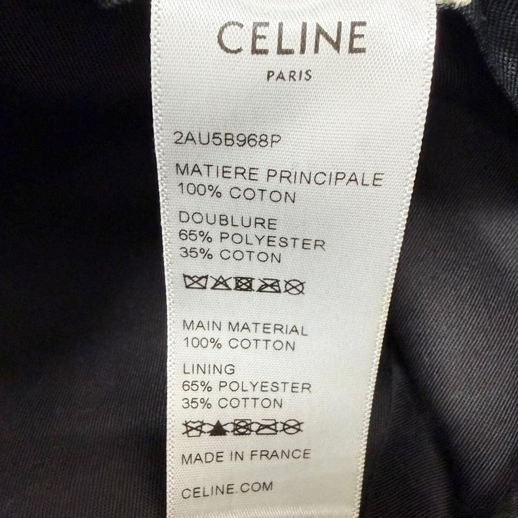 Celine Logo Print Cotton Gabardine Bucket Hat Black — view 8