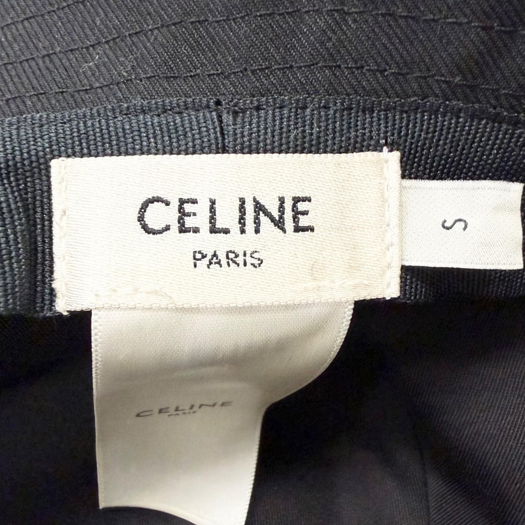 Celine Logo Print Cotton Gabardine Bucket Hat Black — view 7