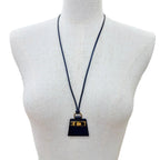 Hermes Monpetit Kelly PM Mon Petit Gold Leather Necklace Black — view 4
