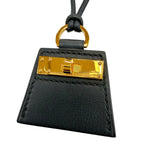Hermes Monpetit Kelly PM Mon Petit Gold Leather Necklace Black