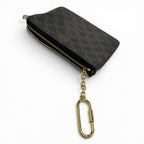 Celine Triomphe Canvas Coin Purse Black with Key Ring — view 7