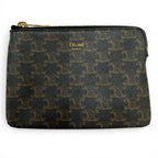 Celine Triomphe Canvas Coin Purse Black with Key Ring