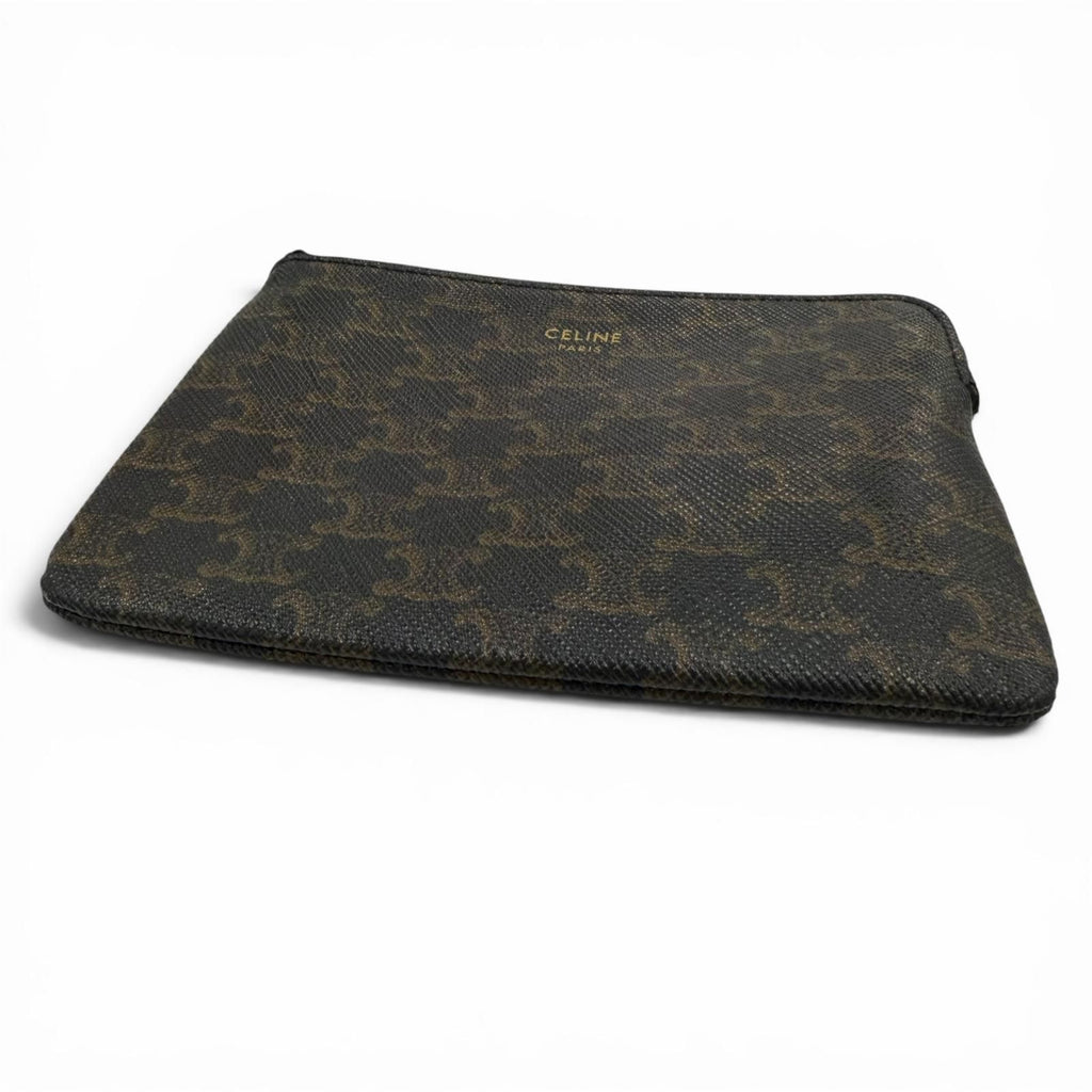 Celine Triomphe Canvas Coin Purse Black with Key Ring — view 5