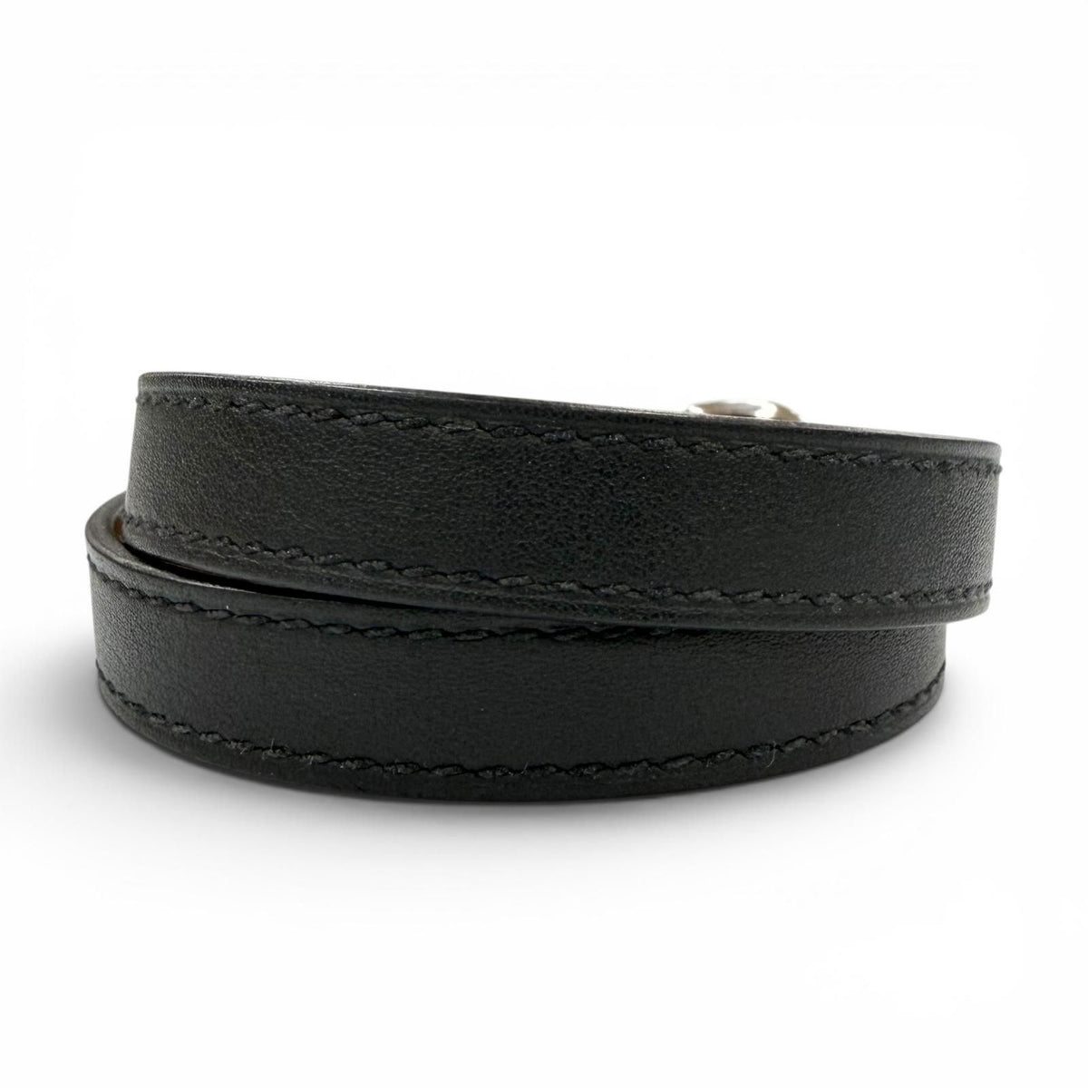 Hermes Trench Silver Swift Leather Bracelet Black — view 4