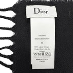 Dior Wool 100% Logo Scarf with Fringe Black Gray — view 7