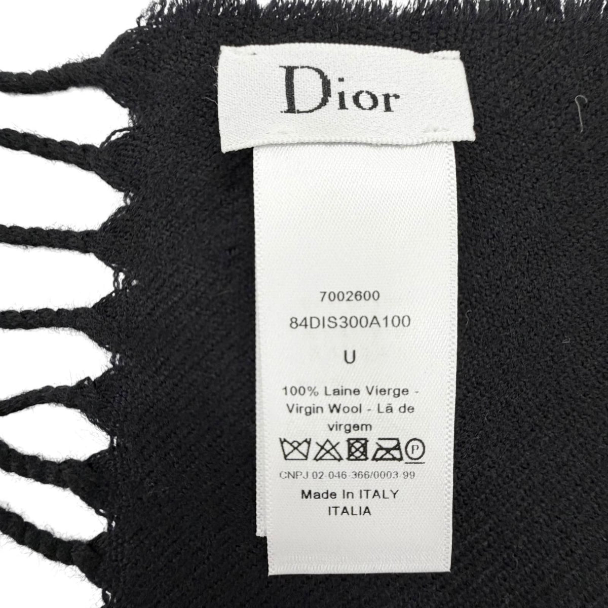 Dior Wool 100% Logo Scarf with Fringe Black Gray — view 7