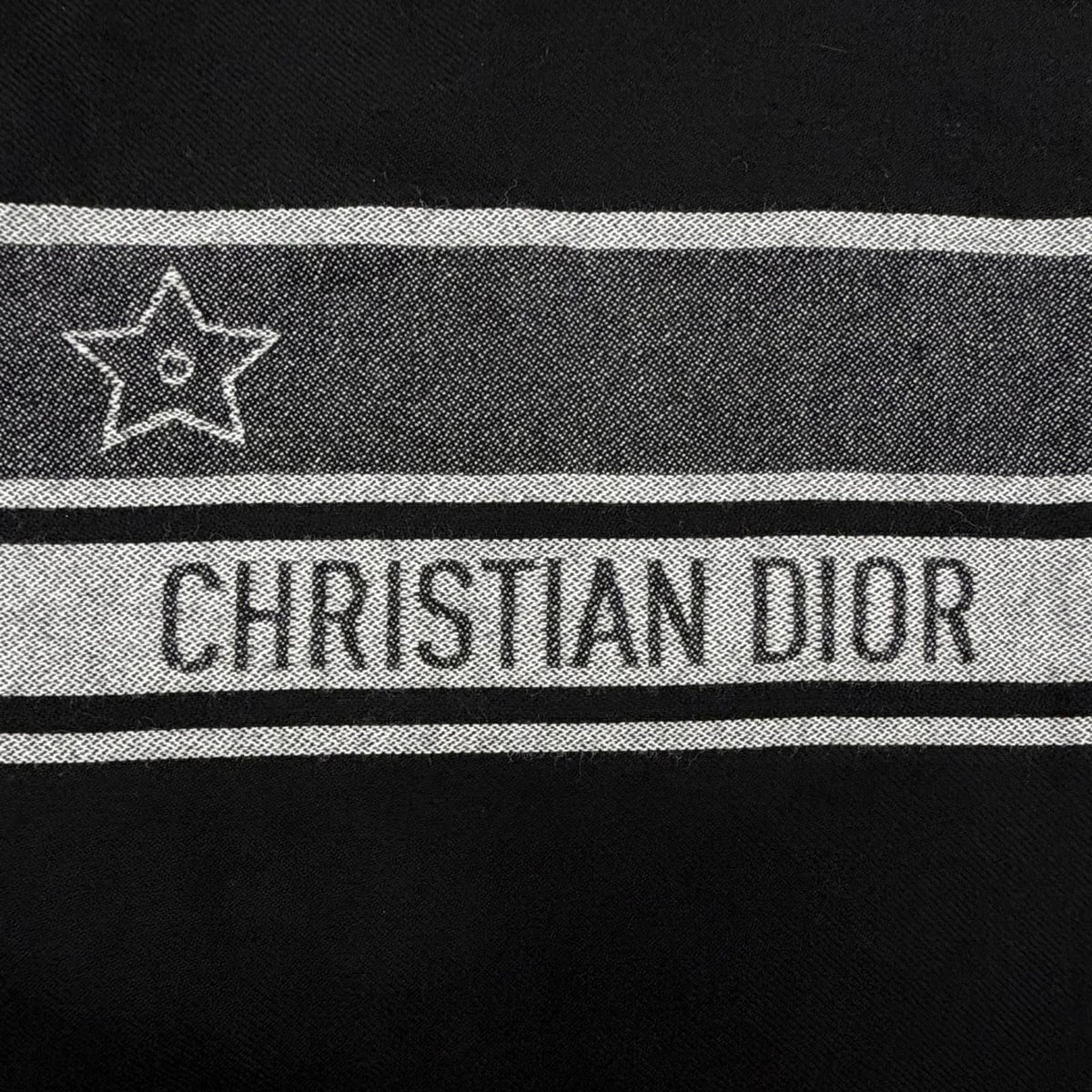 Dior Wool 100% Logo Scarf with Fringe Black Gray — view 5