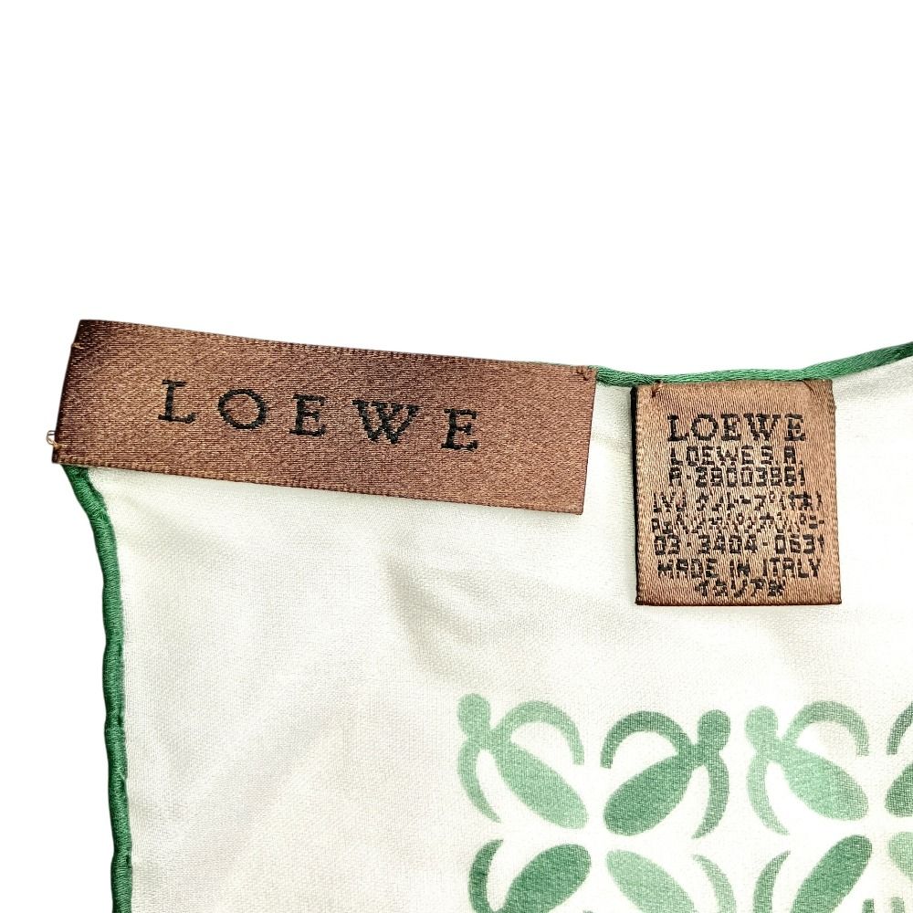 Loewe Vintage Anagram All Over Print Silk Scarf Bandana White Green — view 4