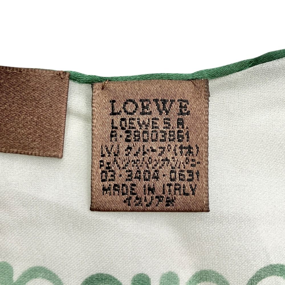 Loewe Vintage Anagram All Over Print Silk Scarf Bandana White Green — view 5