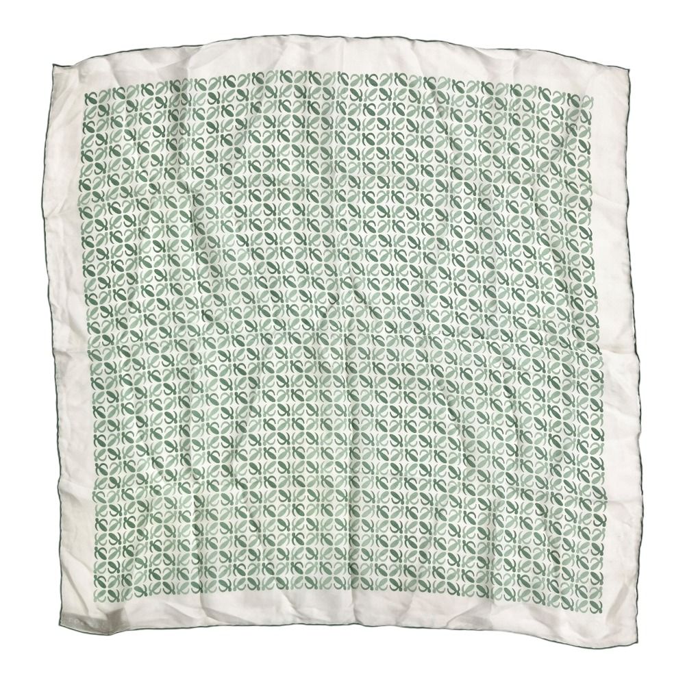 Loewe Vintage Anagram All Over Print Silk Scarf Bandana White Green