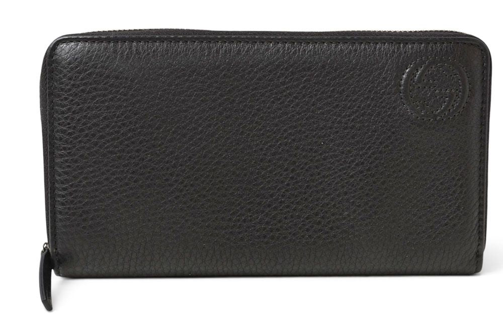 Gucci Wallet Soho Zip Around Leather Black Silver