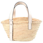 Loewe Anagram Small Basket Bag Handbag Beige White Leather Raffia — view 2