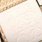 Loewe Anagram Small Basket Bag Handbag Beige White Leather Raffia — view 6