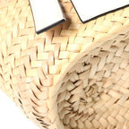 Loewe Anagram Small Basket Bag Handbag Beige White Leather Raffia — view 5