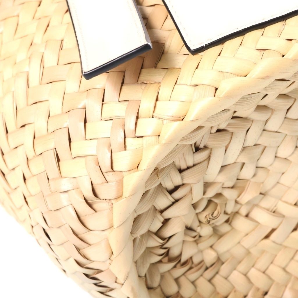 Loewe Anagram Small Basket Bag Handbag Beige White Leather Raffia — view 5
