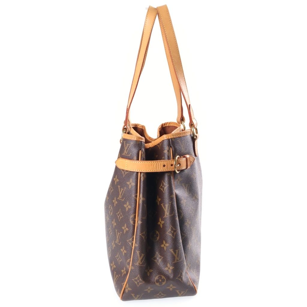 Louis Vuitton Monogram Batignolles Vertical Tote Bag Brown Leather Gold — view 3