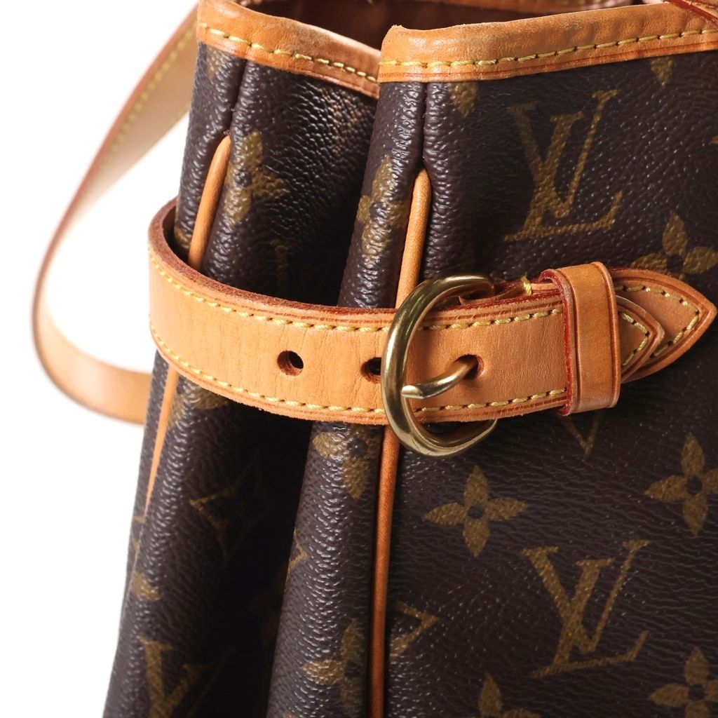 Louis Vuitton Monogram Batignolles Vertical Tote Bag Brown Leather Gold — view 6