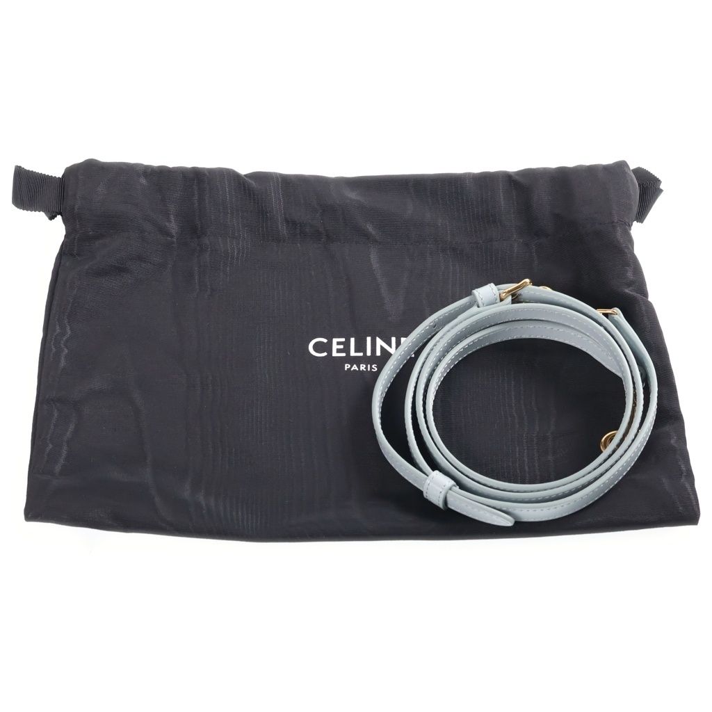 Celine Triomphe Teen Laura Leather 2-Way Handbag Light Blue — view 8