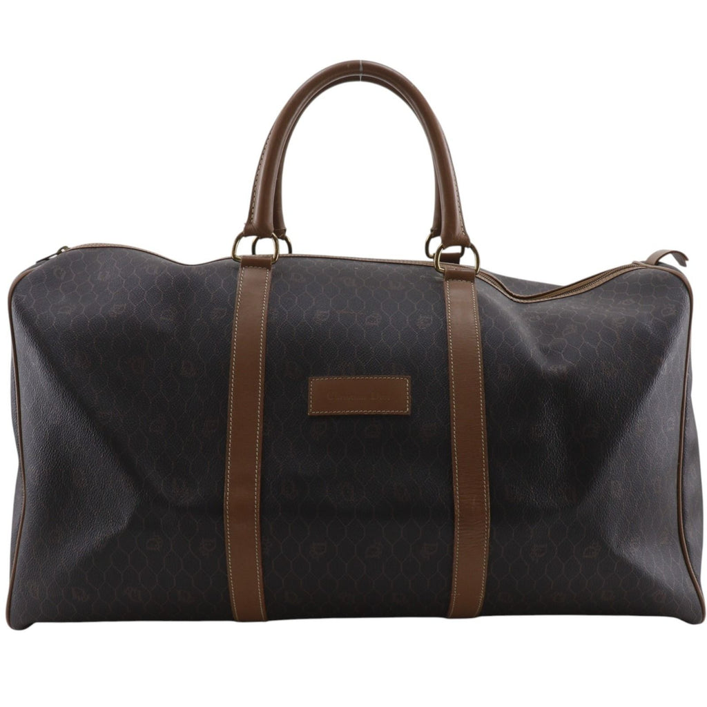Dior Honeycomb Pattern Vintage Brown Boston Bag