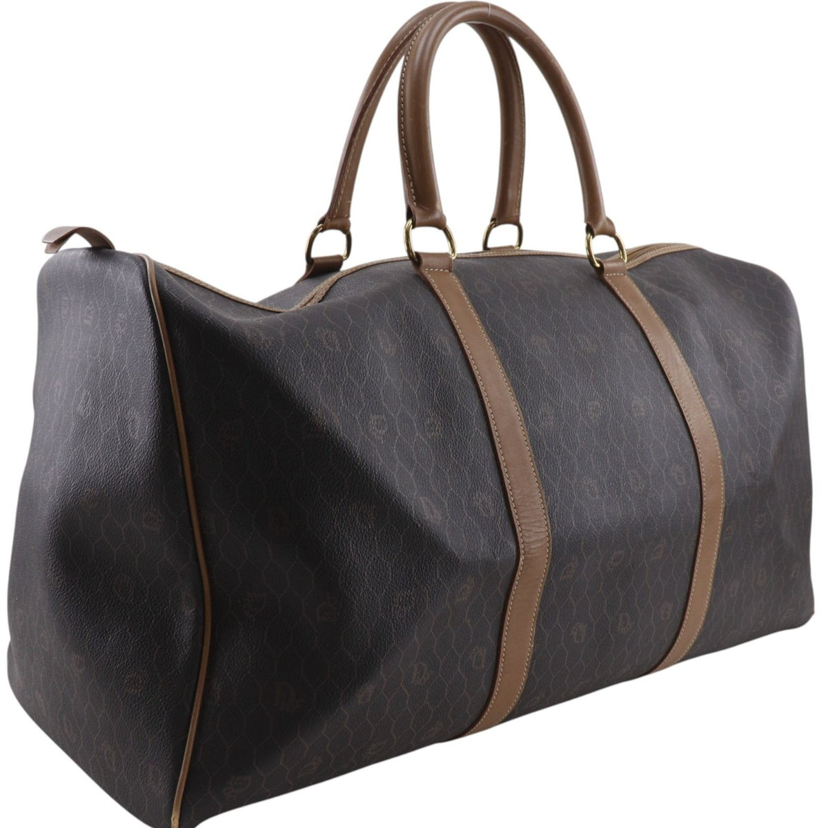 Dior Honeycomb Pattern Vintage Brown Boston Bag — view 3