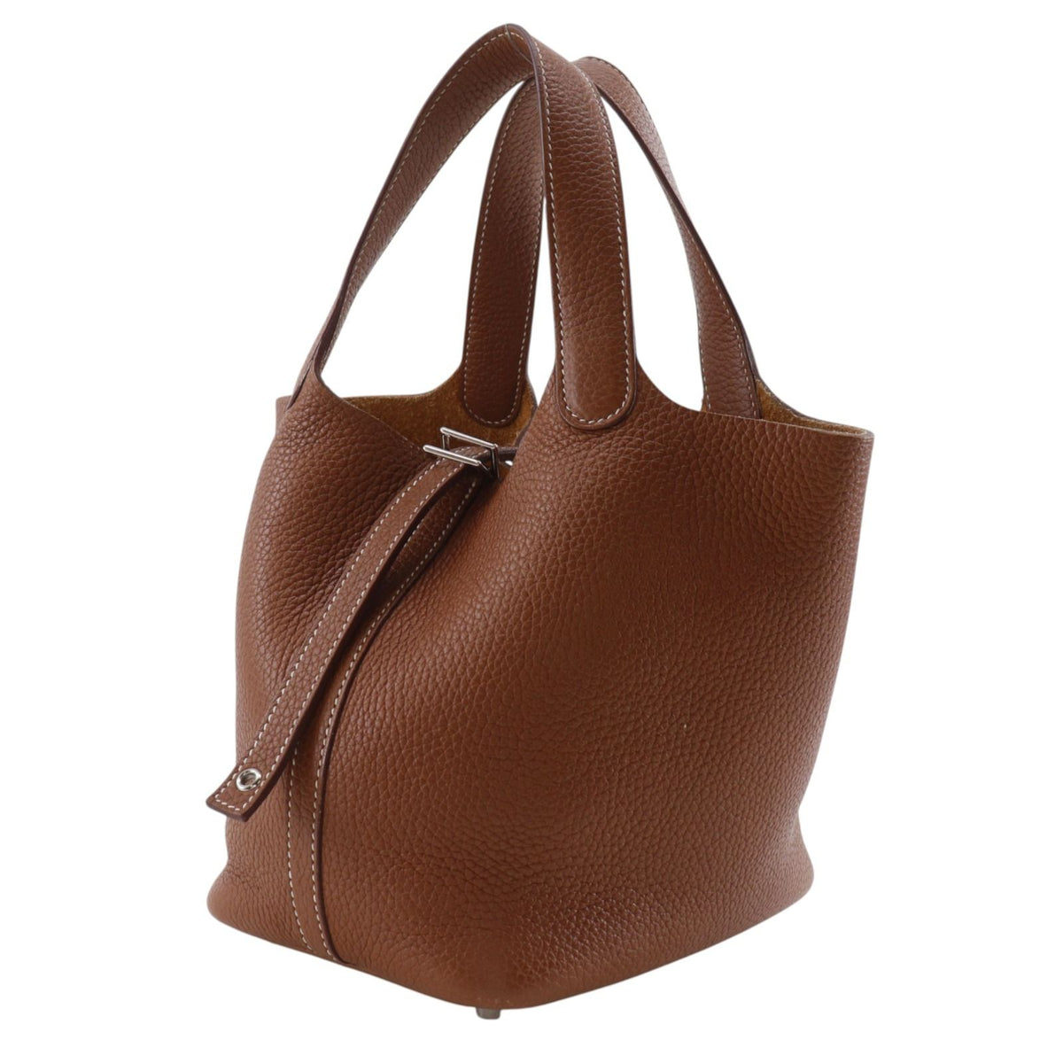 Hermes Picotin Lock 18 PM Taurillon Clemence Gold Brown Silver Handbag — view 2